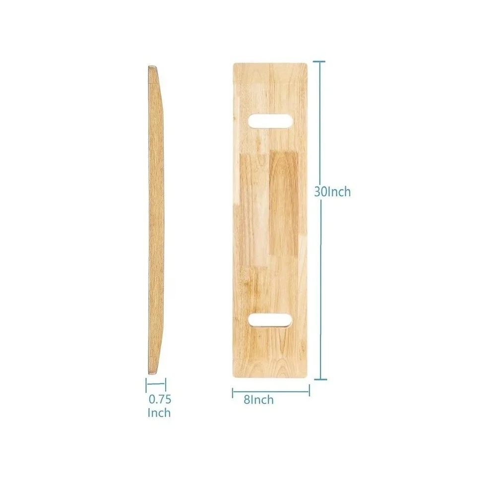 COW&COW Wooden Transfer Board‎ 30in With Cotton Gait Belt Beige Wheelchair Aid